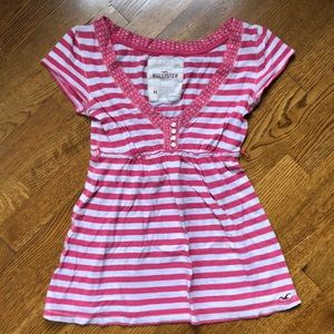 Hollister shirt size medium pink & white